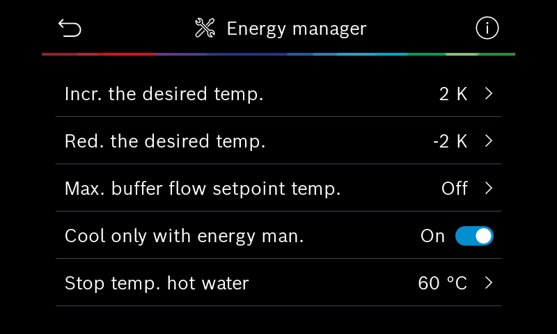 Settings in HMI